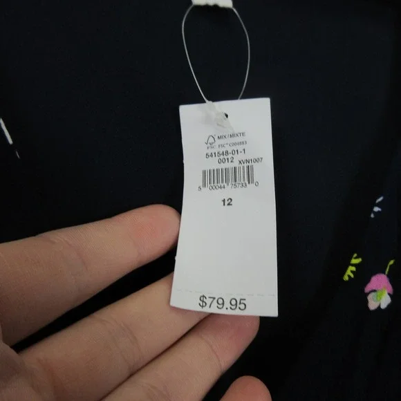 GAP Women's Navy Floral Print Button Front Midi Dress Size 12 - Picture 6 of 13